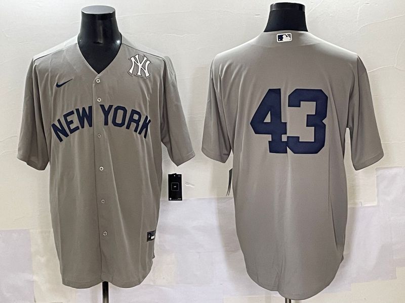 Men 2025 New York Yankees #43 No Name Grey Game Nike MLB Jersey style 44->new york yankees->MLB Jersey
